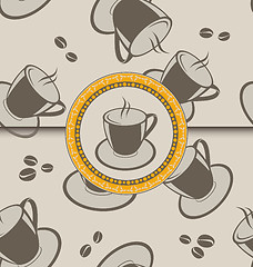 Image showing Seamless background with coffee cups for design packing