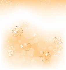 Image showing Autumn background with orange maple leaves