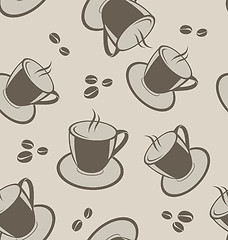 Image showing Seamless background with coffee cups and beans