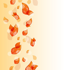 Image showing Flying autumn orange leaves background