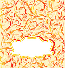 Image showing Autumn orange background, seamless floral texture