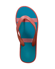 Image showing red and blue flip flop sandals isolated