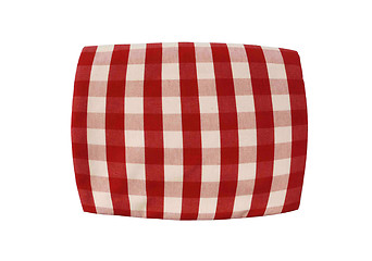Image showing Red plaid pillow isolated on white