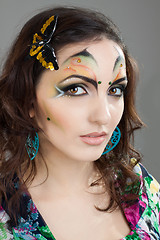 Image showing Portrait of beautiful girl with idnian make up