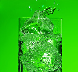 Image showing Pouring of mineral water in glass