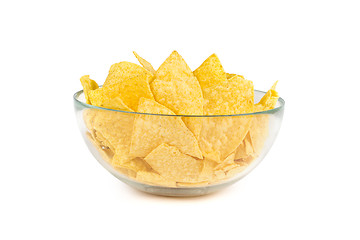 Image showing the nachos chips in bowl on white background