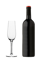 Image showing glass and bottle of wine isolated on a white background