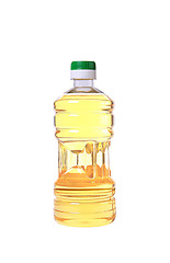 Image showing Yellow sunflower oil in a plastic bottle