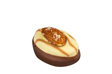 Image showing Chocolate morsel on white background
