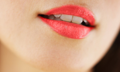 Image showing Sensual mouth.Red lipstick