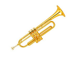 Image showing brass trumpet over white background