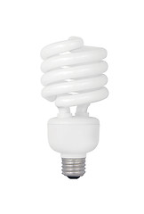 Image showing Energy saving fluorescent light bulb on white