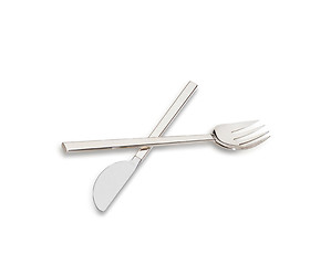 Image showing Flatware on white background. Fork and knife.