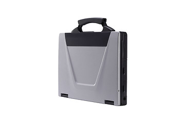 Image showing Black plastic toolbox on white