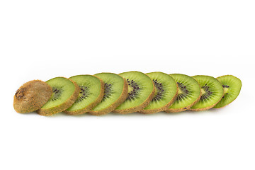 Image showing Sliced kiwi fruit on white background