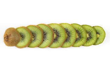 Image showing Sliced kiwi fruit on white background