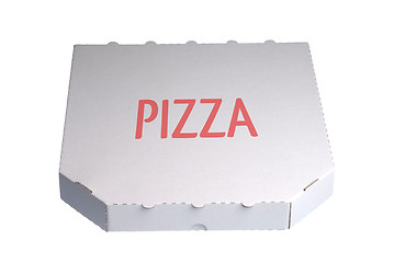 Image showing White pizza delivery box isolated against white background