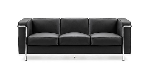 Image showing Image of a modern black leather sofa isolated