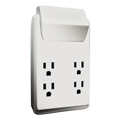 Image showing Isolated, multiple electric socket adapter making faces