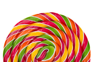 Image showing Lollipop candy on white background, rainbow colours