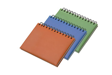 Image showing stack of ring binder book or notebook isolated