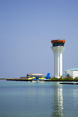 Image showing Sea plane and control tower