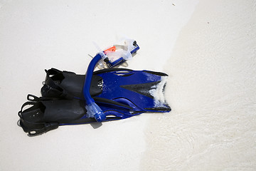 Image showing Snorkeling equipment on beach