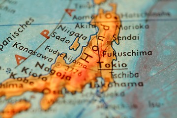Image showing Fukushima on a globe