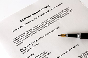 Image showing German Example of a EU Declaration of Conformity for toys