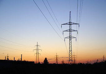 Image showing Landscape with high-voltage line 