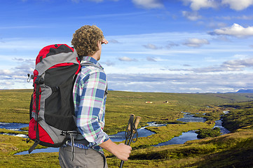 Image showing Hiker, looking into the distance