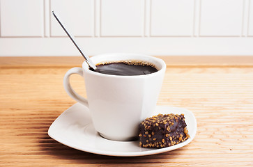 Image showing Coffee Cup with brownie - landscape view