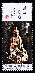 Image showing A stamp printed in China shows the ancient buddha statue