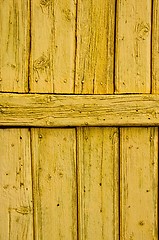 Image showing Old wooden painted wall architectural backdrop. 