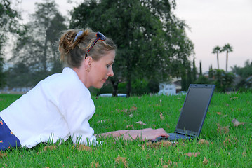 Image showing Working outdoors