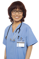 Image showing Pleasing female gynecologist posing with stethoscope