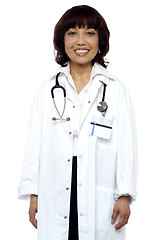 Image showing Experienced doctor with stethoscope around her neck
