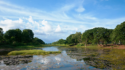 Image showing The moat around Banteay Chhmar Temple in Cambodia