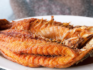 Image showing Fried fish at Thai restaurant