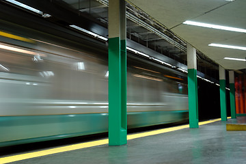 Image showing Greenline train in motion