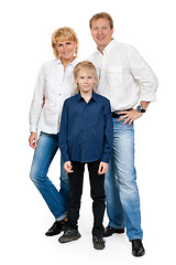 Image showing Happy family of three people in the studio