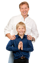 Image showing Portrait of father and son in the studio