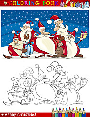 Image showing Cartoon Santa Claus Group for Coloring