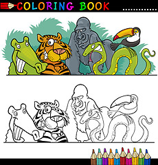 Image showing Wild Jungle Animals for Coloring