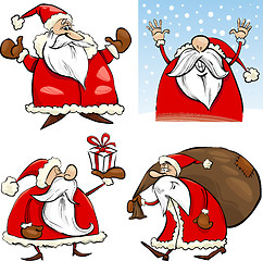 Image showing Cartoon Christmas Santa Clauses Set