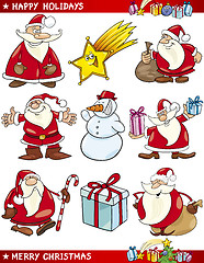 Image showing Cartoon Set of Christmas Themes