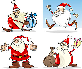 Image showing Cartoon Christmas Santa Clauses Set