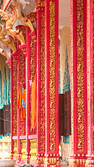 Image showing Columns of Buddhist Temple in Cambodia