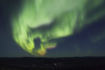 Image showing Active splitting aurora borealis arc