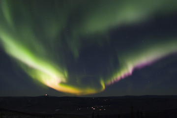 Image showing Colorful band of aurora borealis